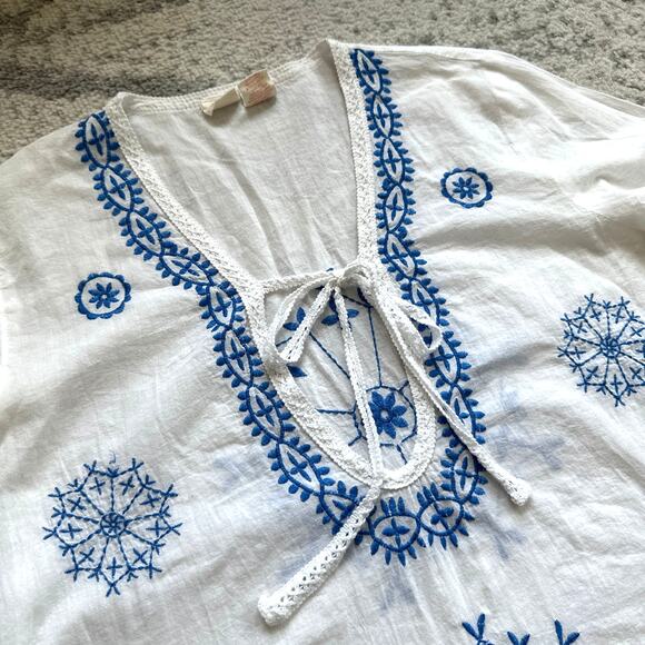 Surf Gypsy Cotton Embroidered Tunic Swim Coverup Size S - Picture 6 of 9